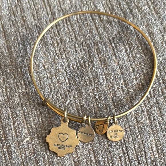 Alex and Ani “Sister” Gold Charm Bangle Bracelet with Swavorski Crystals, used - Picture 3 of 6